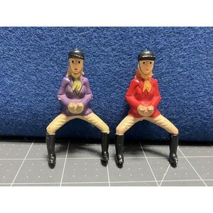 Lot Of Horse Riders Jockey Women Girl Red Purple Mini Figures 2 Cake Topper